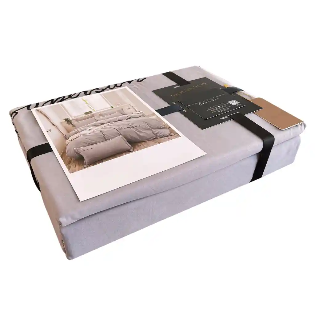 Funda Duvet Sampson Bordado Gris Claro Doble + Sabana Plana