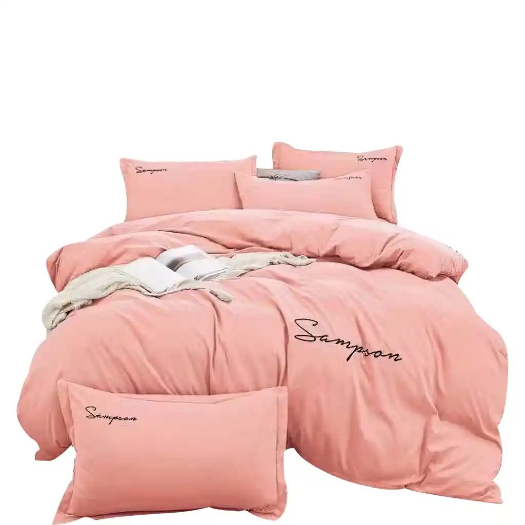 Funda Duvet Sampson Bordado Palo De Rosa Doble + Sabana Plana