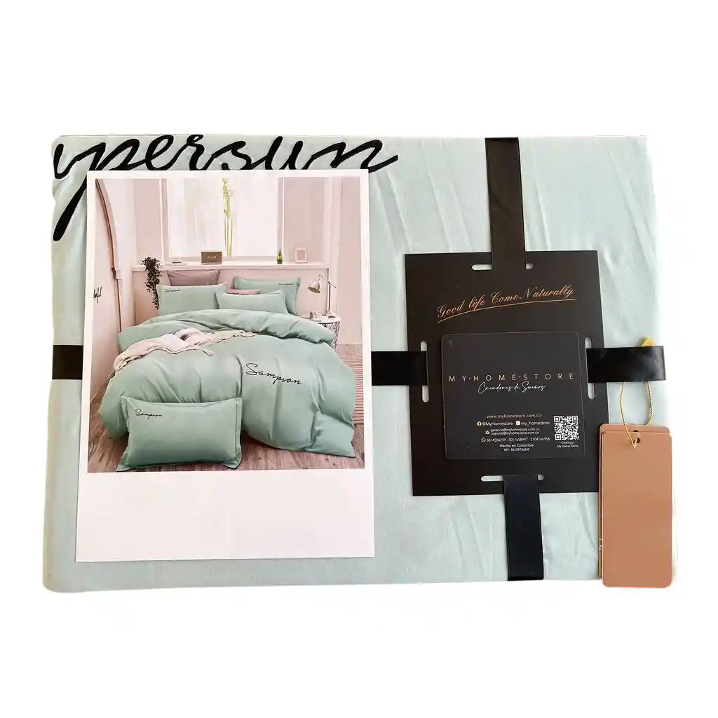 Funda Duvet Sampson Bordado Aqua Doble + Sabana Plana