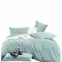 Funda Duvet Tacto Suave Unicolor Aqua Queen + Sabana Plana