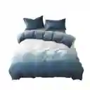 Funda Duvet Digital De Franela Con Estampado Degrade Azul Queen + Sabana Plana