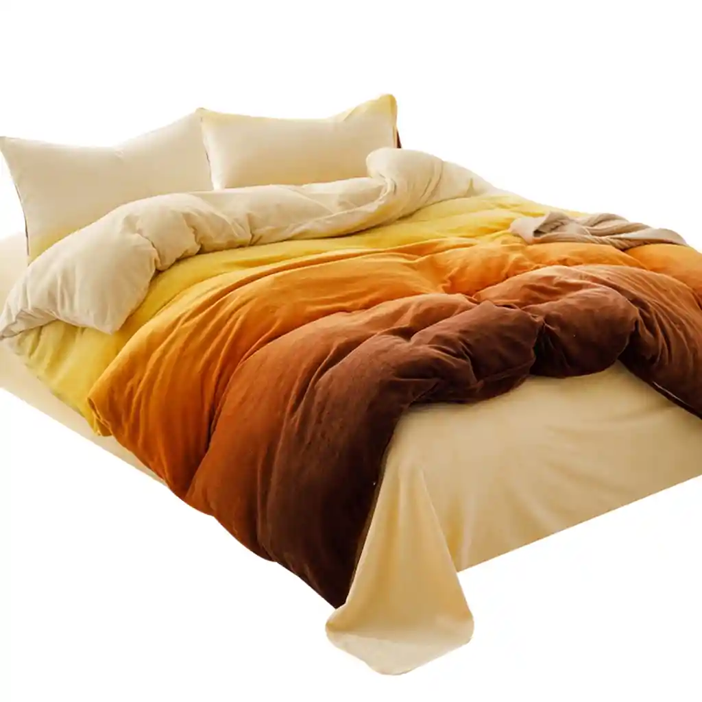 Funda Duvet Digital De Franela Con Estampado Flan Queen + Sabana Plana