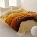 Funda Duvet Digital De Franela Con Estampado Flan Queen + Sabana Plana
