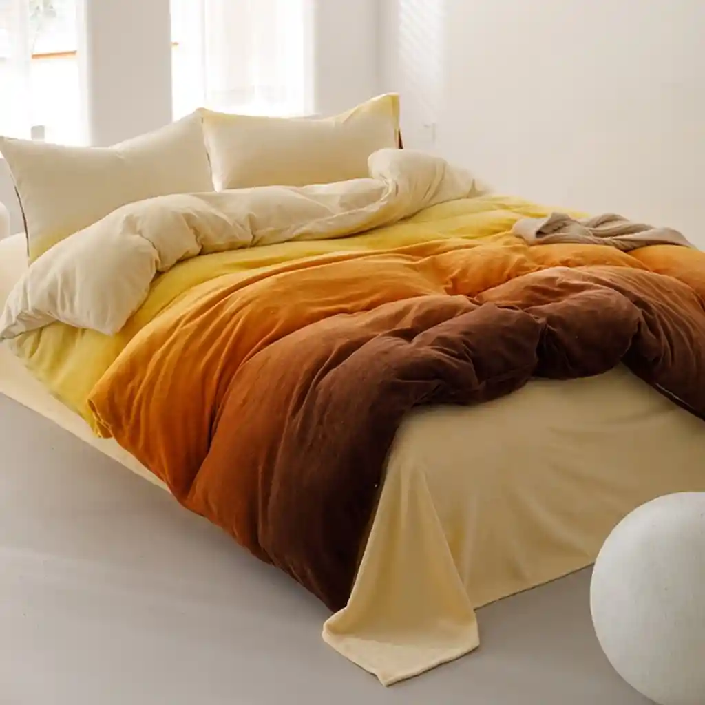 Funda Duvet Digital De Franela Con Estampado Flan Queen + Sabana Plana