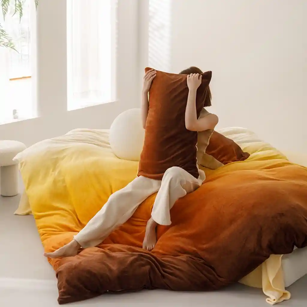 Funda Duvet Digital De Franela Con Estampado Flan Queen + Sabana Plana