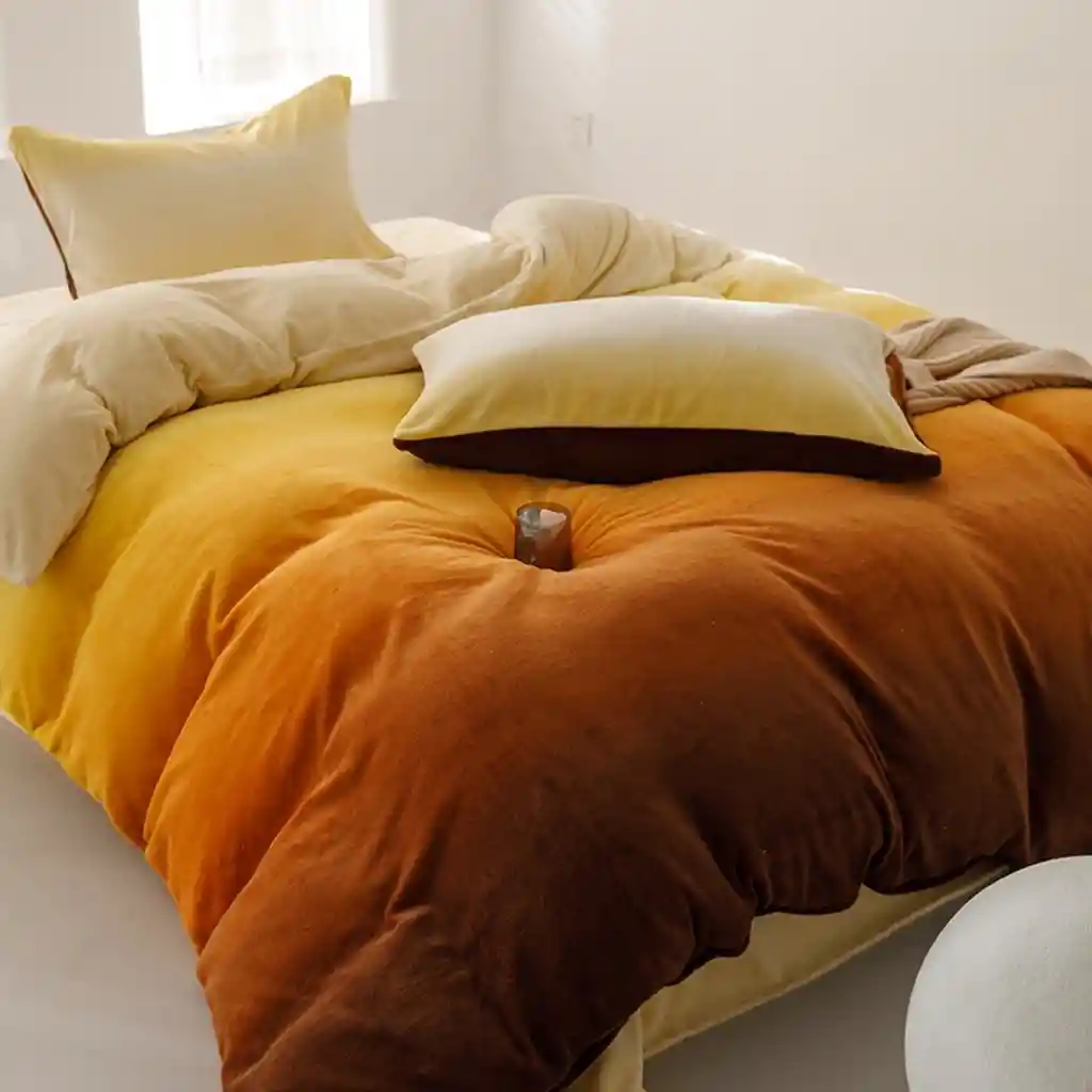 Funda Duvet Digital De Franela Con Estampado Flan Queen + Sabana Plana