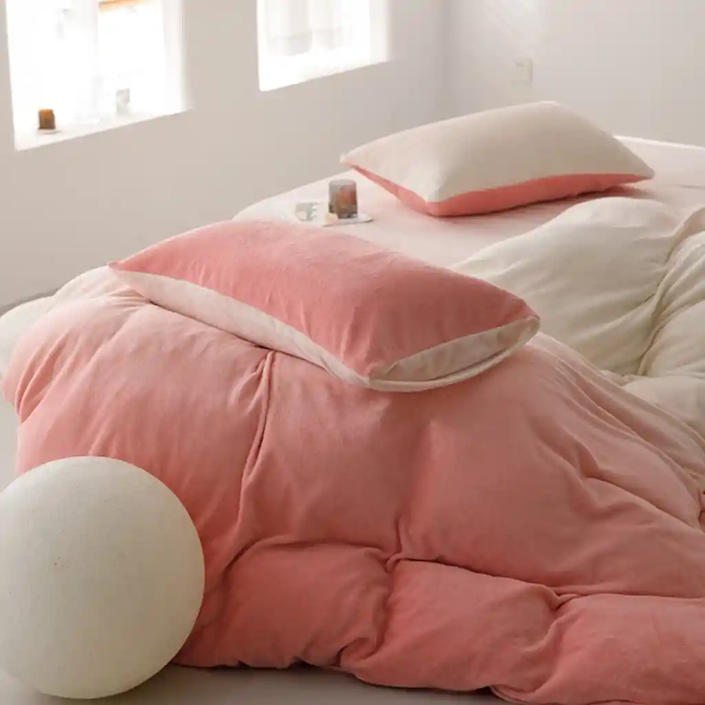 Funda Duvet Digital De Franela Con Estampado Degrade Rosa Queen + Sabana Plana