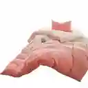 Funda Duvet Digital De Franela Con Estampado Degrade Rosa Queen + Sabana Plana