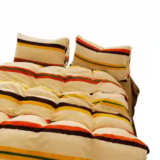 Funda Duvet Digital De Franela Con Estampado Terracota Queen + Sabana Plana