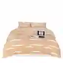 Funda Duvet Digital De Franela Con Estampado Orange Queen + Sabana Plana