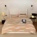 Funda Duvet Digital De Franela Con Estampado Orange Queen + Sabana Plana
