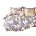 Funda Duvet Estampado Flores Sobre Azul Doble + Sabana Plana