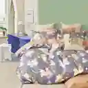 Funda Duvet Estampado Flores Sobre Azul Doble + Sabana Plana