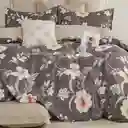 Funda Duvet Estampado Flores Sobre Negro Doble + Sabana Plana