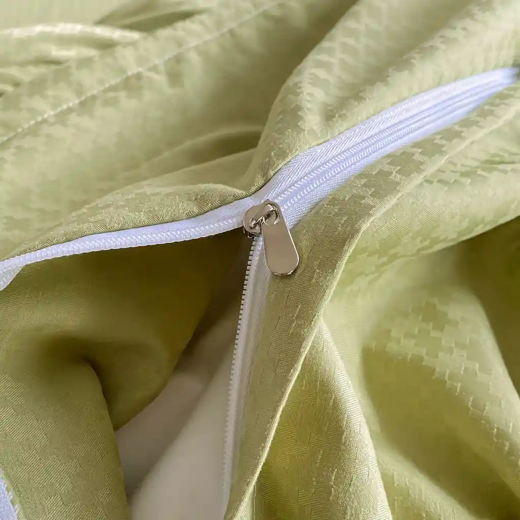 Funda Duvet Unicolor Con Detalles En Relieve Oliva Doble + Sabana Plana
