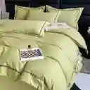 Funda Duvet Unicolor Con Detalles En Relieve Oliva Doble + Sabana Plana