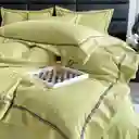 Funda Duvet Unicolor Con Detalles En Relieve Oliva Doble + Sabana Plana