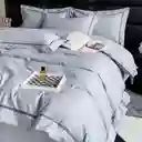 Funda Duvet Unicolor Con Detalles En Relieve Celeste Doble + Sabana Plana