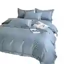 Funda Duvet Unicolor Con Detalles En Relieve Aqua Doble + Sabana Plana