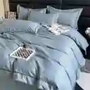 Funda Duvet Unicolor Con Detalles En Relieve Aqua Doble + Sabana Plana