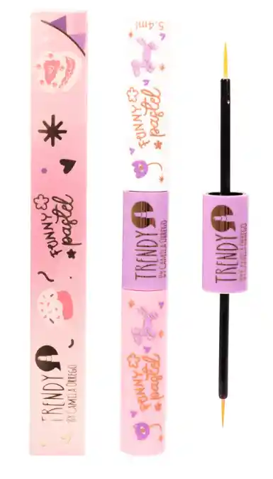 Delineador Doble Matte Funny Pastel Morado Y Blanco