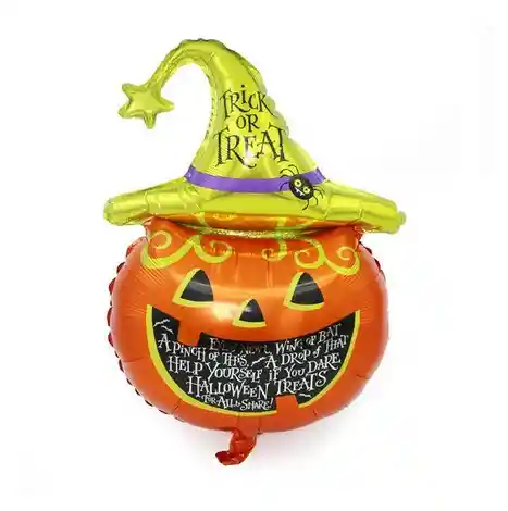 Globo Metalizado Calabaza Halloween 14" 37 Cms