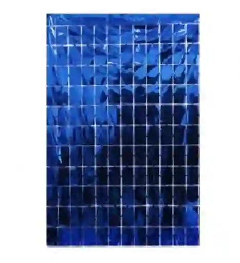 Cortina De Cuadros Metalizada Azul Rey. Fiestas Cumpleaños Halloween Carnaval, Navidad