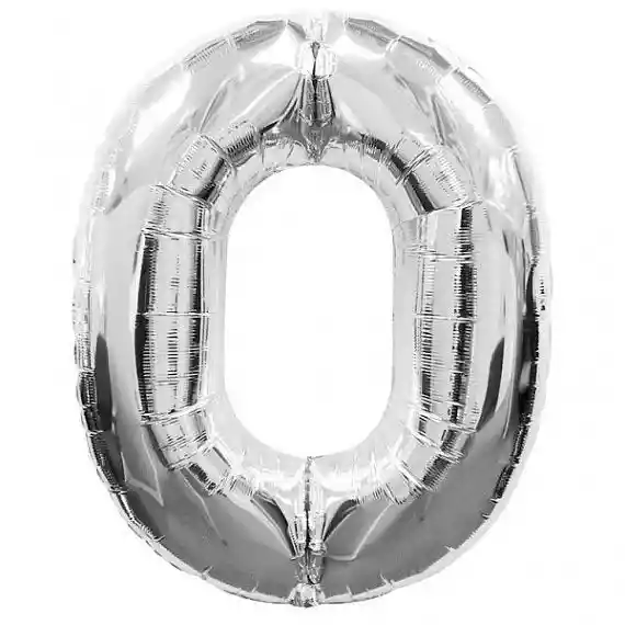 Numero 0 Inflable 18" 46 Cms Plateado