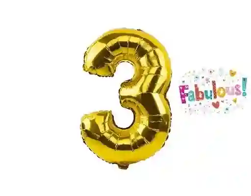 Numero 3 Inflable 16"-18" 43 Cms Dorado