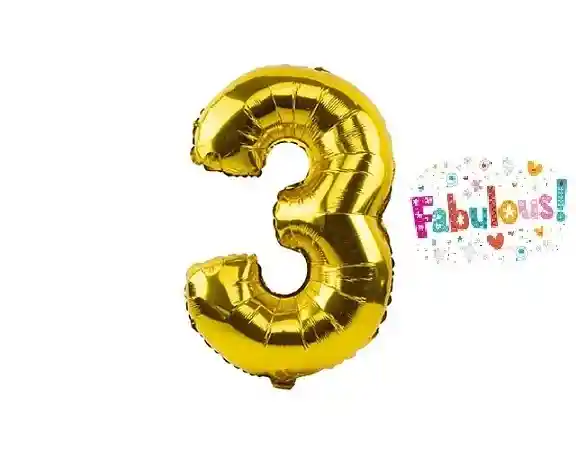 Numero 3 Inflable 16"-18" 43 Cms Dorado