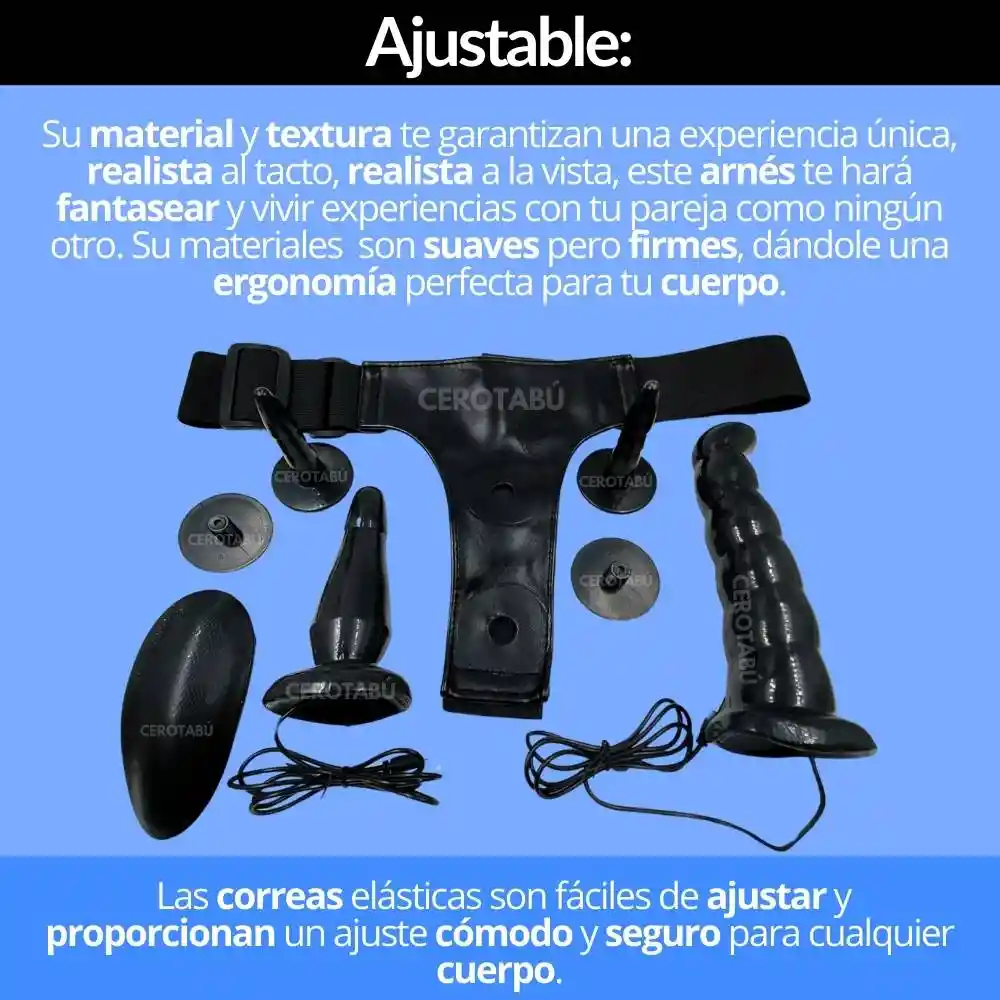 Arnés Vibrador Doble Dildo Anal Vaginal Premium Ajustable