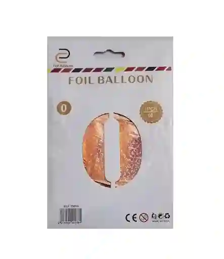 Numero 0 Inflable Metalizado Oro Rosa Escarchado 16"-18" (43 Cm)