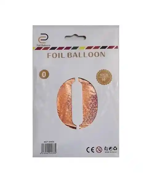 Numero 0 Inflable Metalizado Oro Rosa Escarchado 16"-18" (43 Cm)