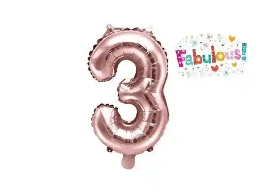 Numero 3 Inflable 3 16"-18" 43 Cms Oro Rosa