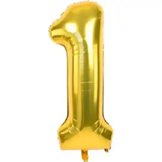 Numero 1 Inflable Metalizado Dorado 16"-18" 43 Cm