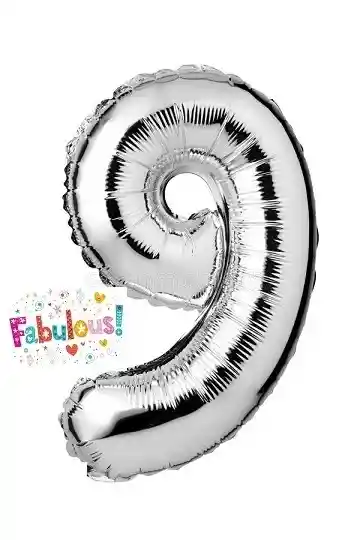 Numero 9 Inflable 16"-18" 43 Cms Plateado