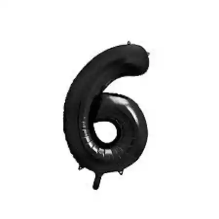 Numero 6 Inflable Metalizado Negro 16"-18" 43 Cm