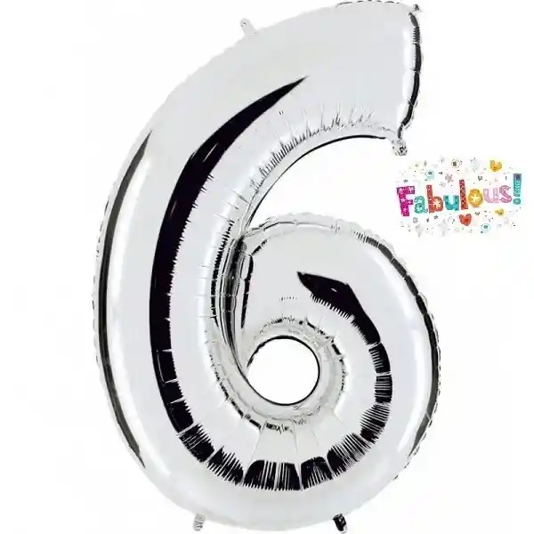 Numero 6 Inflable 32" 82 Cms Plateado