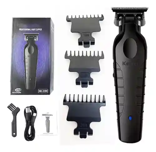 Cortadora De Pelo Eléctrica Kemei Barber Km-2299 Color Negro