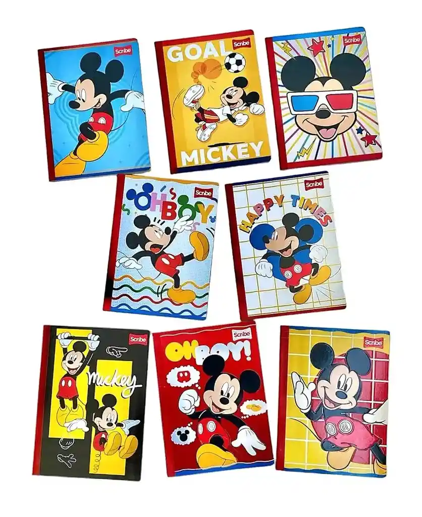 Cuaderno Cosido Para Niño Cuadriculado 50 Hojas Scribe Mickey Diseños Surtidos