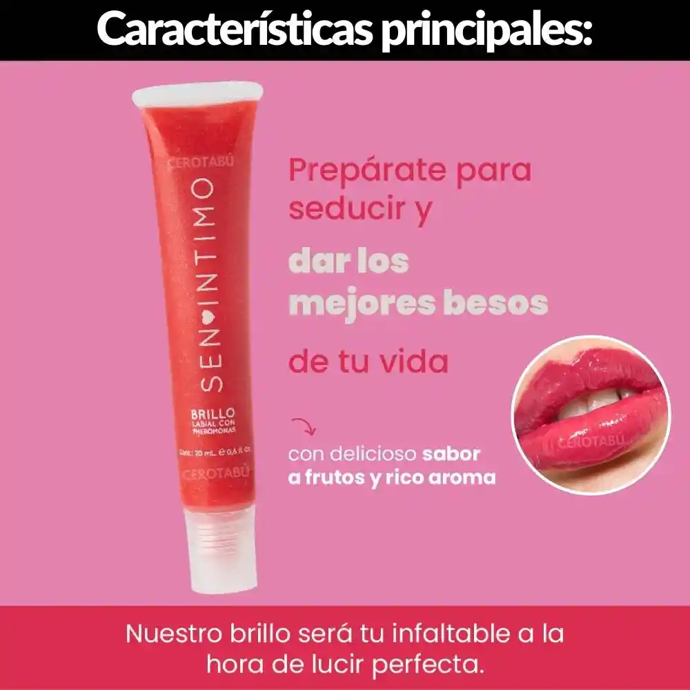 Brillo Labial Con Feromonas Humectante Labios Cereza X 15ml