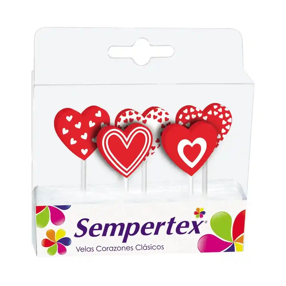 Velas Sempertex Corazones X 5 Unidades