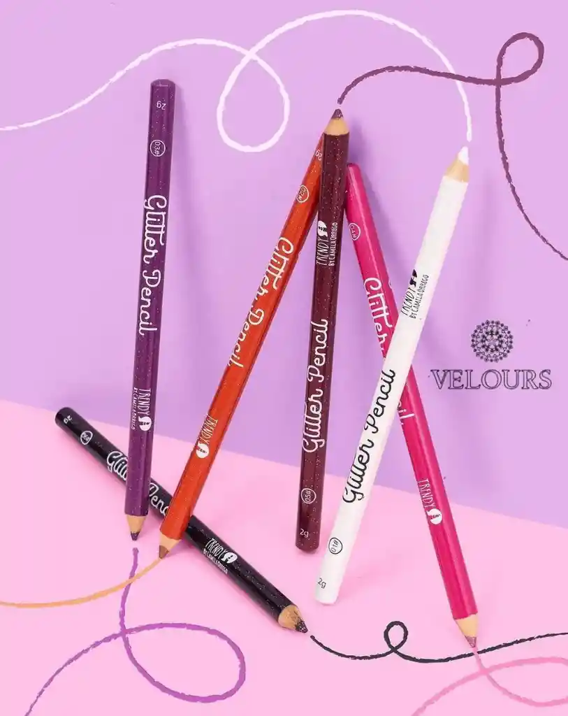 X 6 Delineadores De Ojos Glitter Pencil Trendy