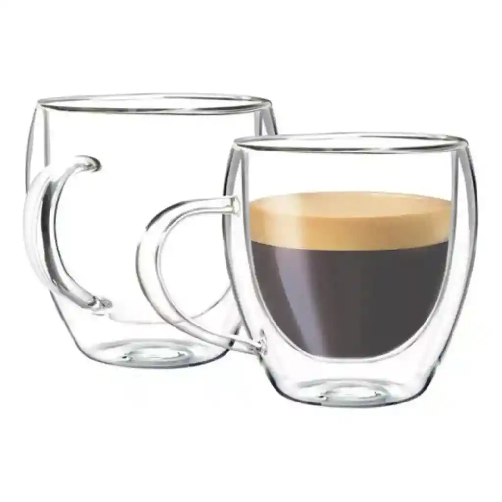 Vaso Pocillo Taza Doble Pared Vidrio Borosilicato 250ml