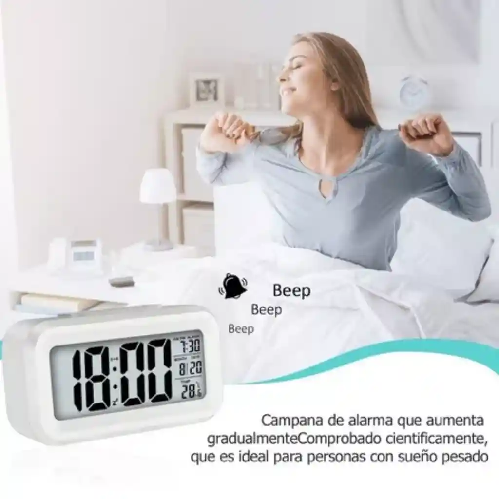 Reloj Despertador Led De Temperatura Digital Función Alarma