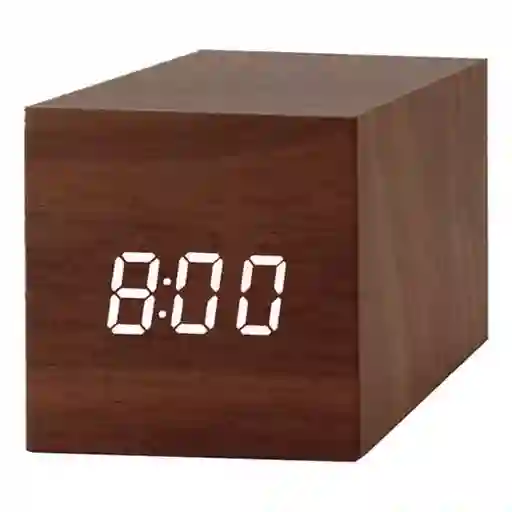 Reloj Digital Estilo Madera Alarma Despertador Fecha Tempera