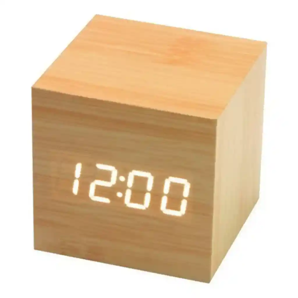 Reloj Digital Estilo Madera Alarma Despertador Fecha Tempera