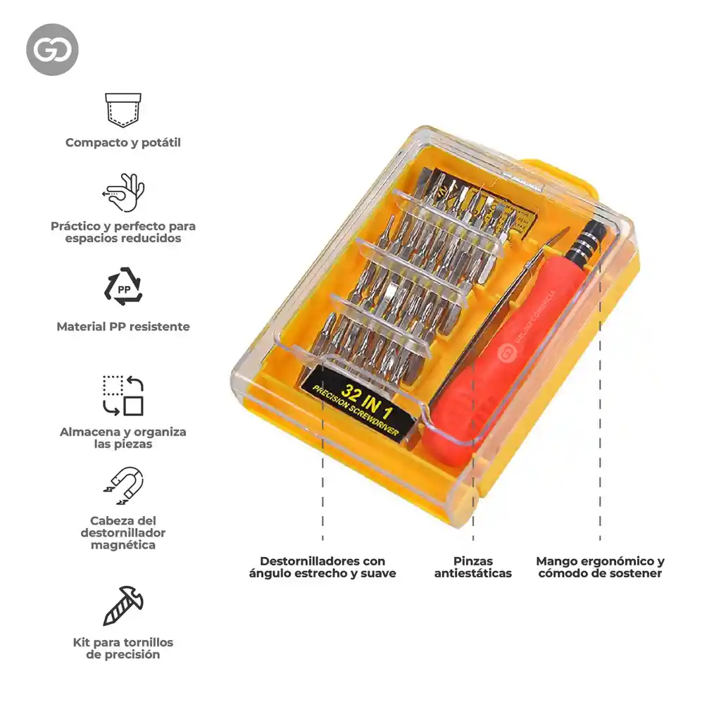 Kit Destornillador De Precisión 32 En 1 Estuche