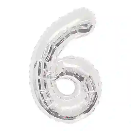 Globo Metalizado Numero 6 Plateado 32"