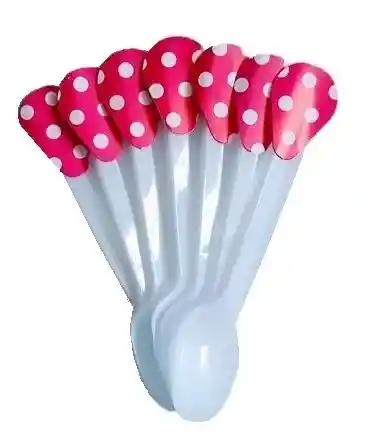 Cucharas Plasticas Polka Fucsia X 20 Unidades